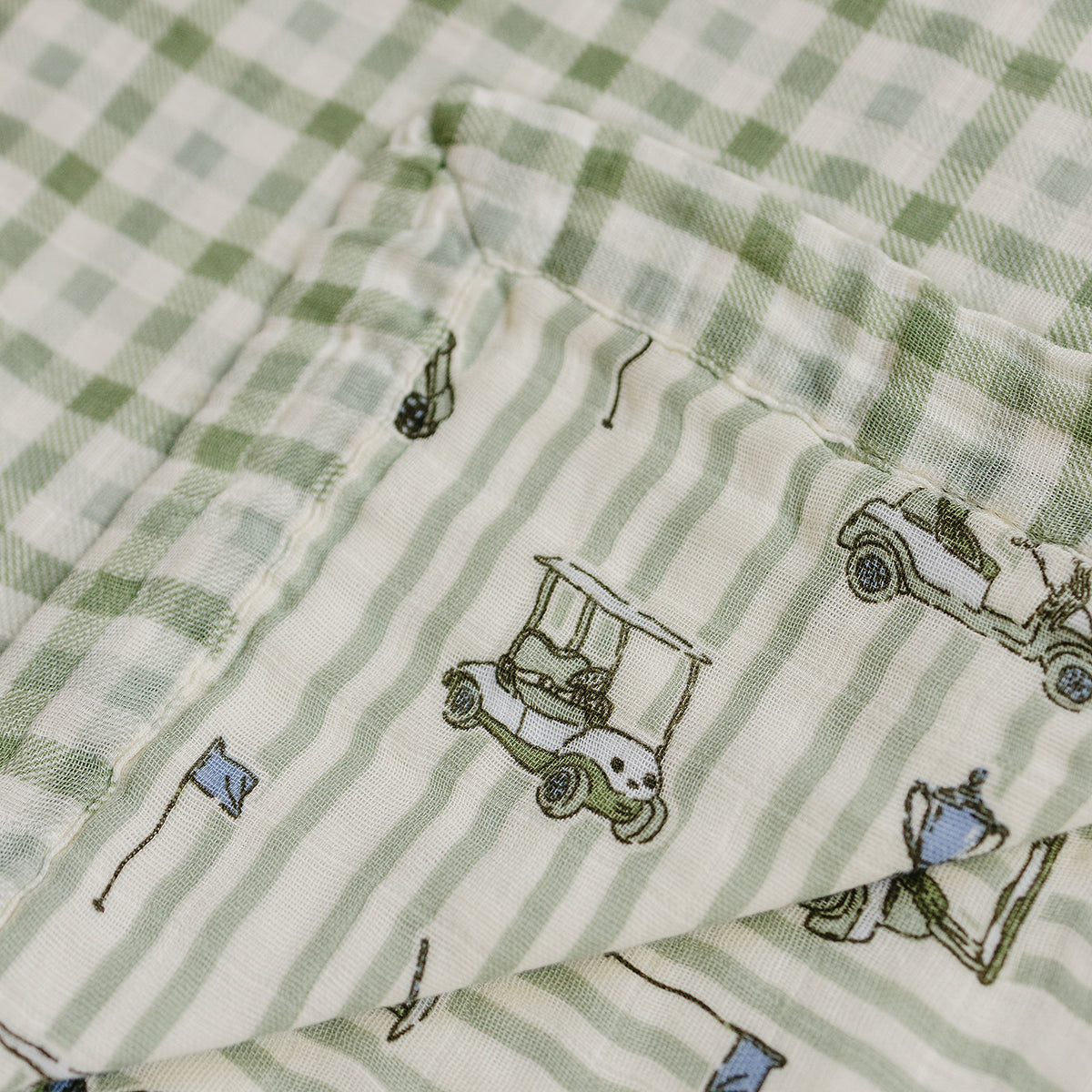 Tee Time + Green Gingham Muslin Quilt