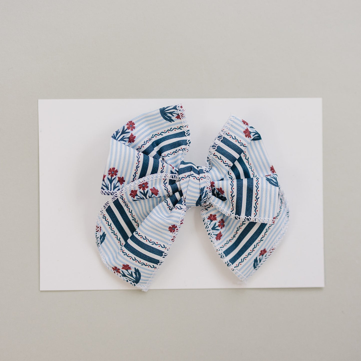 Block Print Floral Hair Bow