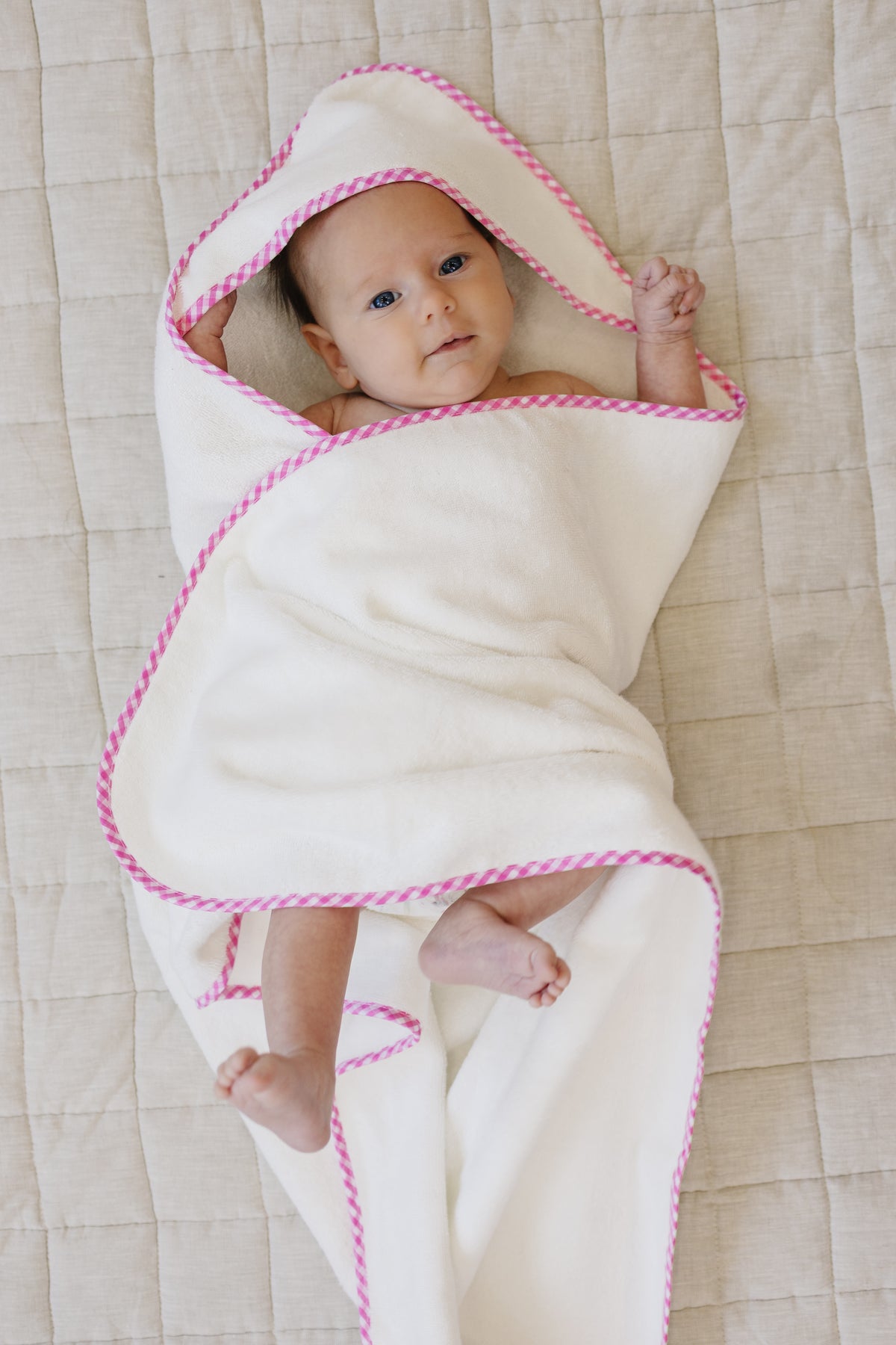 Pink Gingham Hooded Towel