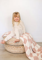 Pink Checkered Plush Blanket