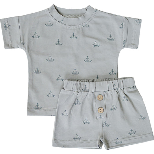 Sailboat Button Short Set