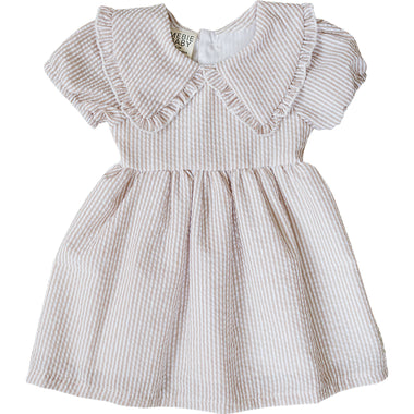 Taupe Stripe Peter Pan Collar Dress