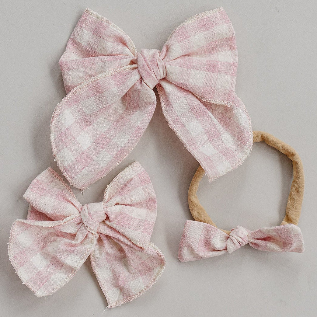 Pink Gingham Hair Bow