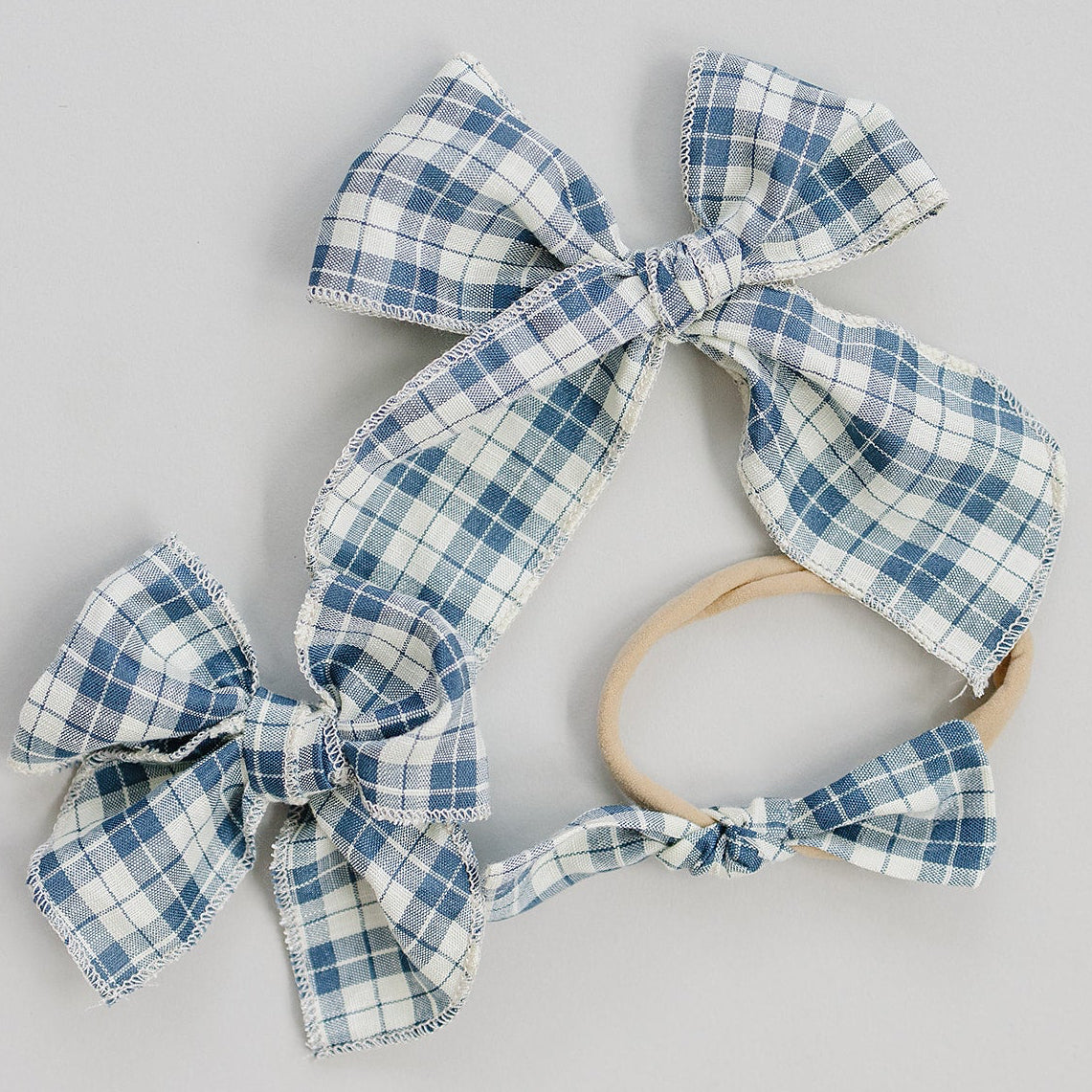 Blue Plaid Hair Bow
