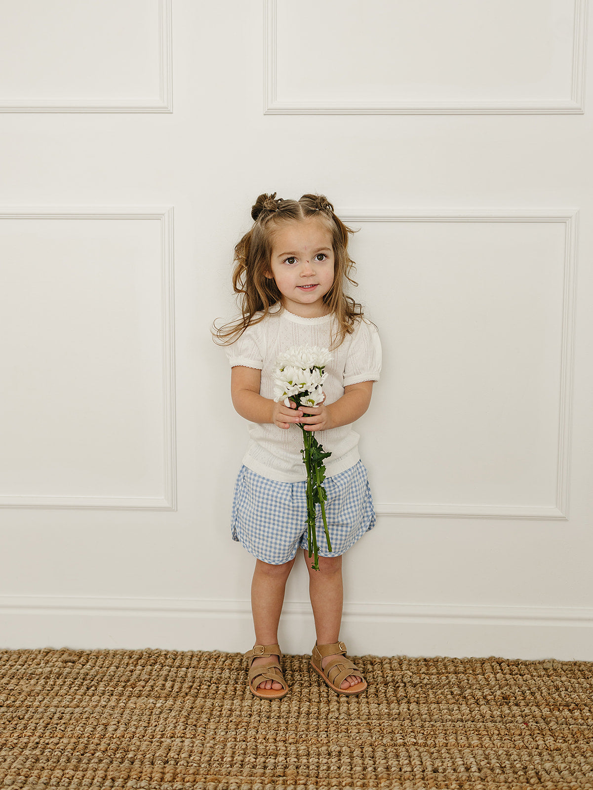 White Pointelle Tee – Mebie Baby