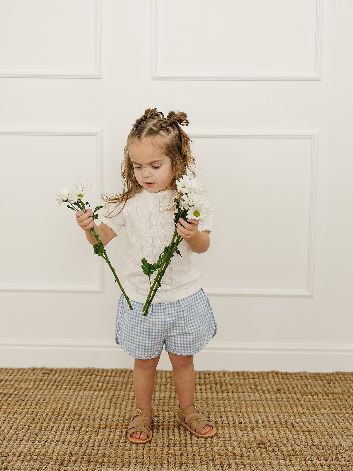 White Pointelle Tee – Mebie Baby