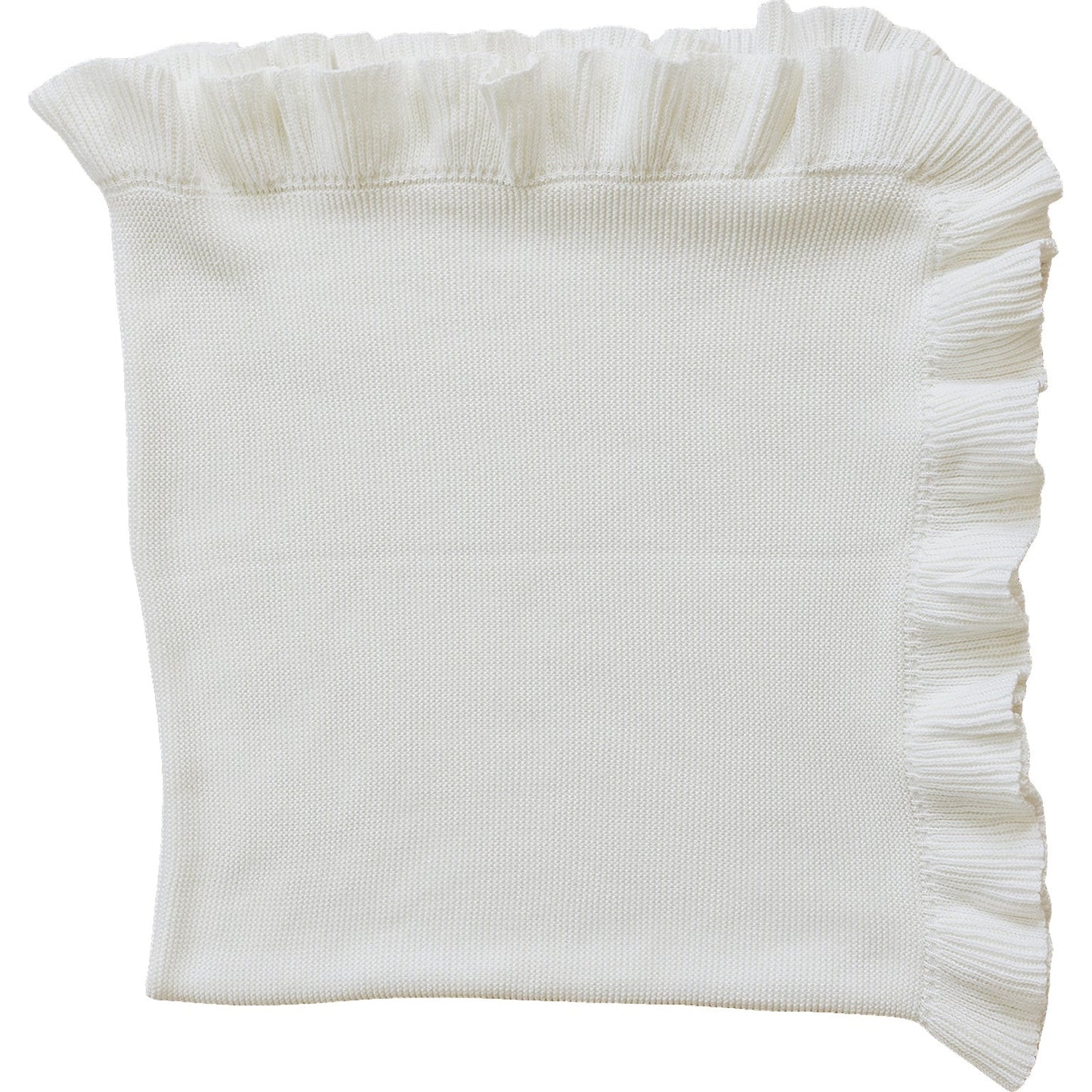 White Ruffle Knit Blanket