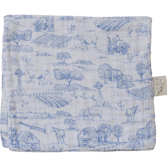 Farm Toile Muslin Burp Cloth