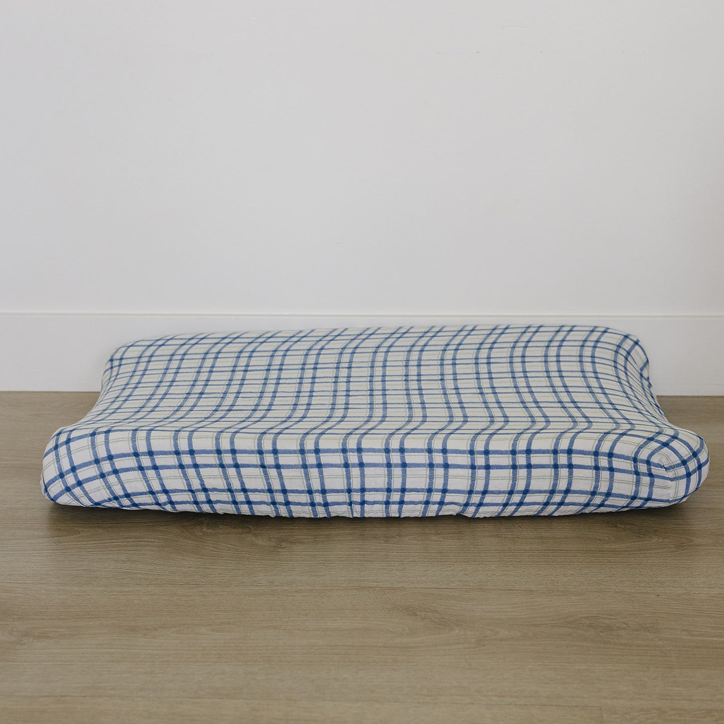 Blue & Green Plaid Muslin Changing Pad Cover