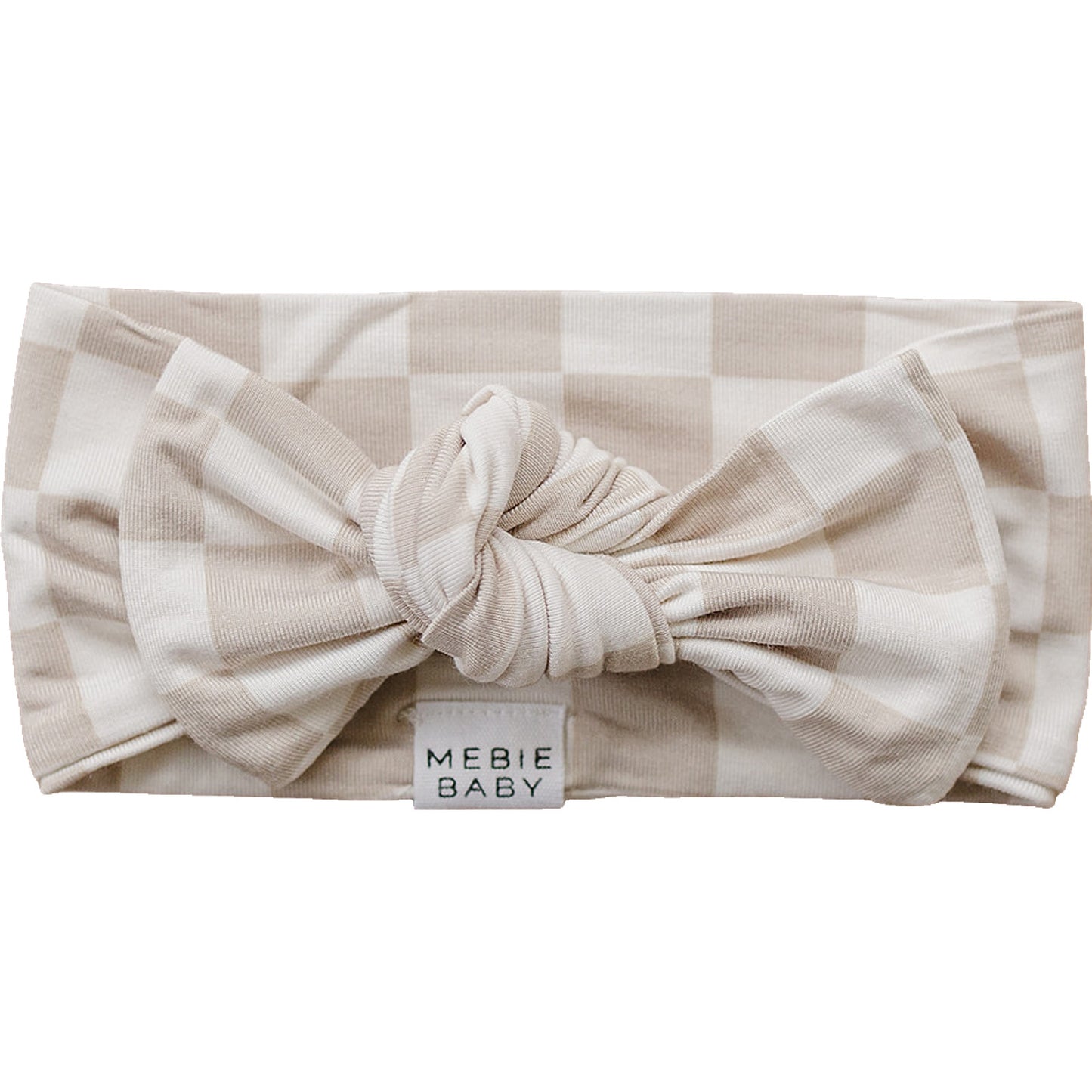 Taupe Checkered Bamboo Head Wrap