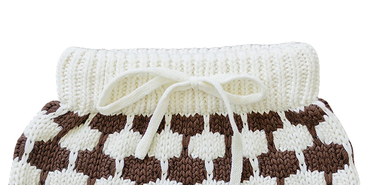 Mebie Baby Brown + Cream Knit Bloomers for Babies: Sizes 0-3 
