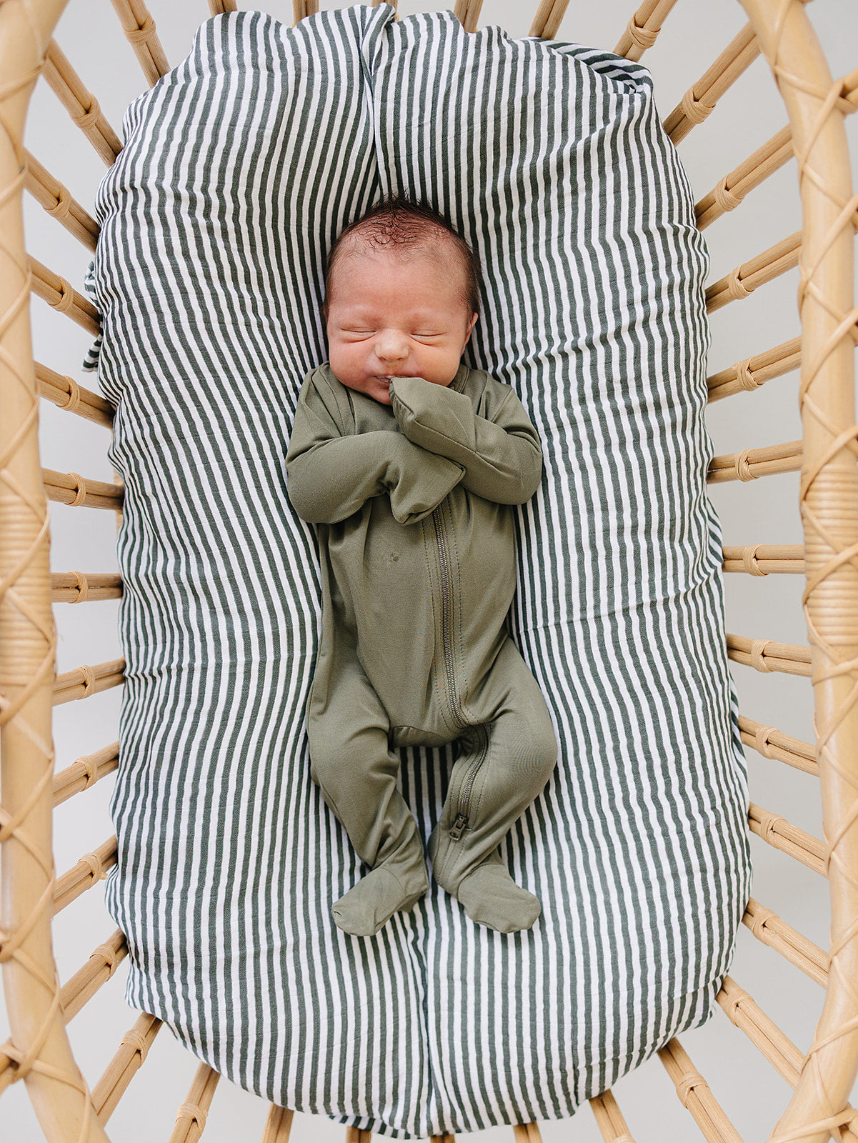 Mebie Baby Olive Bamboo Zipper Gender Neutral