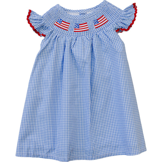 Flag Gingham Smocked Dress