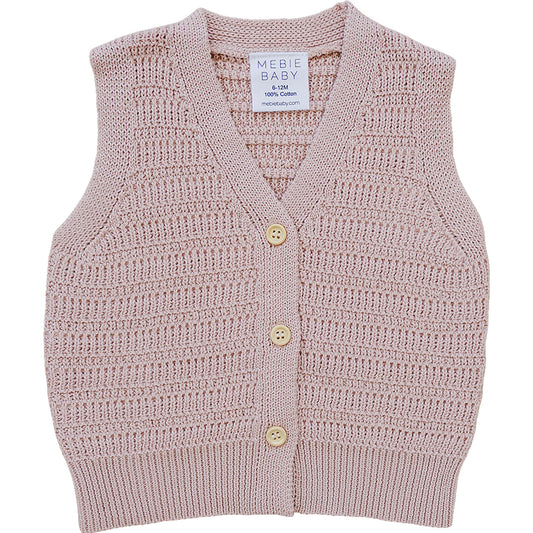 Pink Knit Button Down Vest