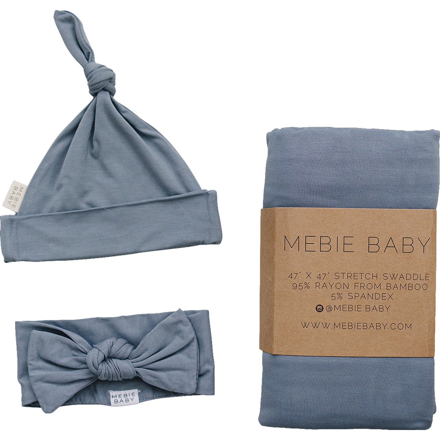 Dusty Blue Bamboo Hat OR Head Wrap Set