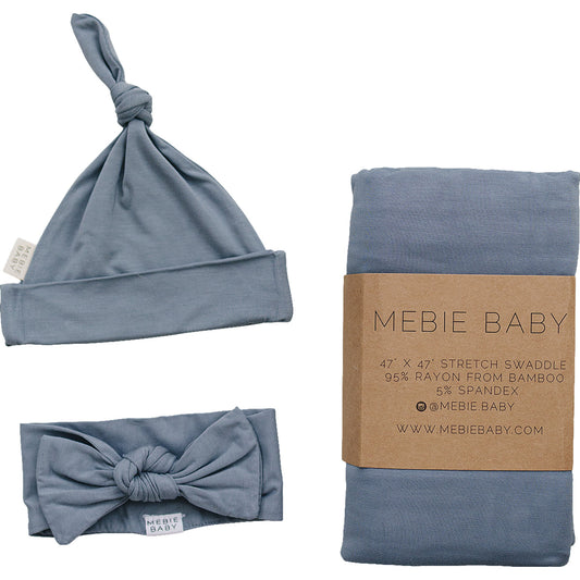 Dusty Blue Bamboo Hat OR Head Wrap Set