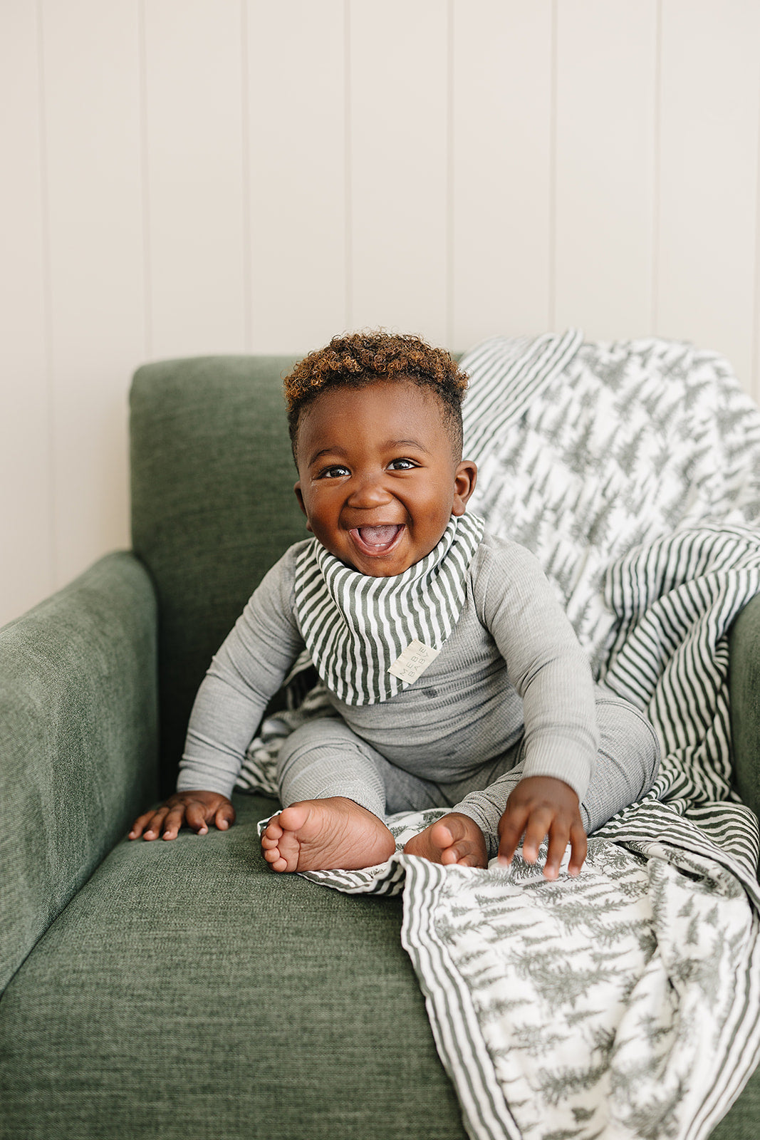 Green Stripes Classic Muslin Bib