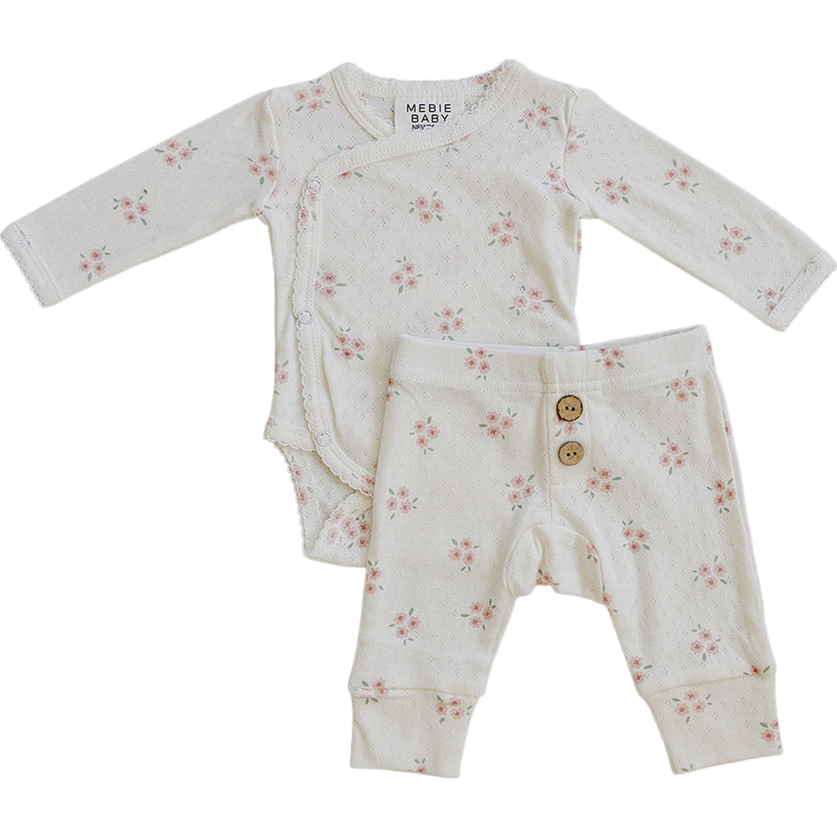 Pink Floral Pointelle Layette Set