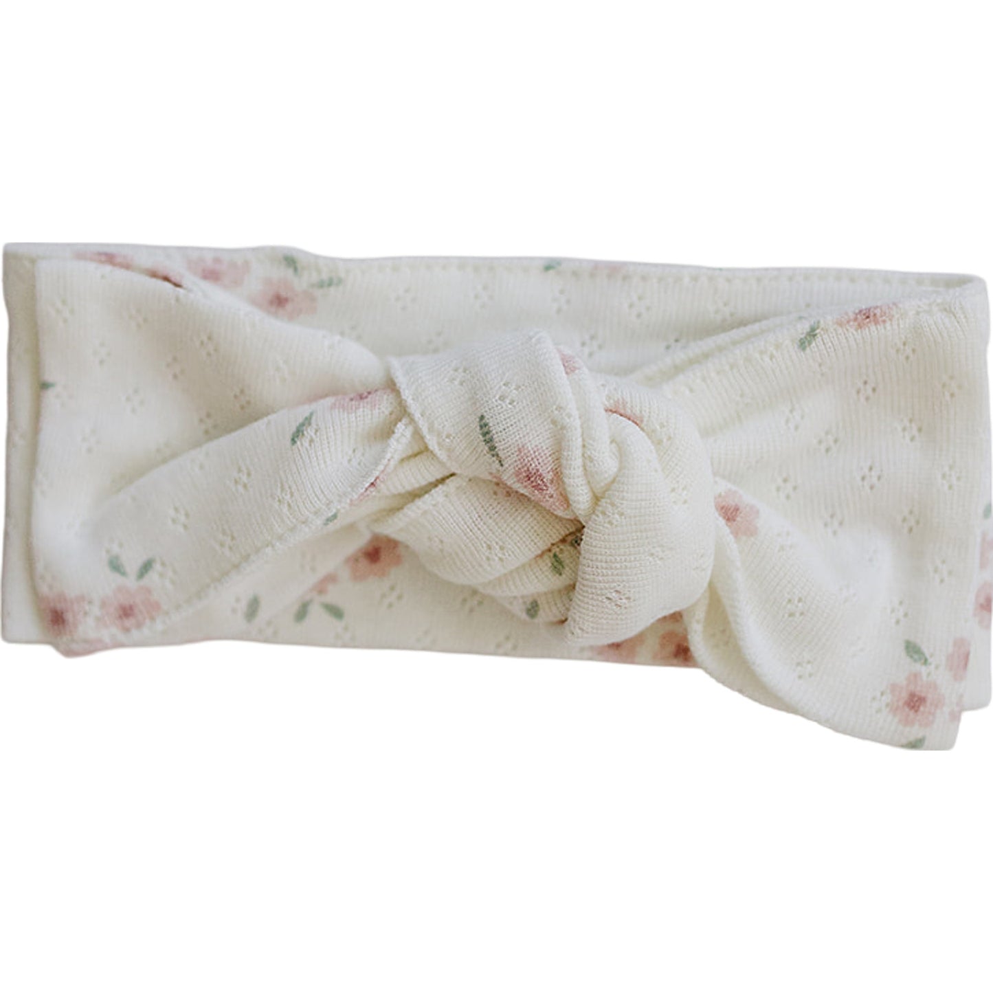 Pink Floral Pointelle Cotton Head Wrap