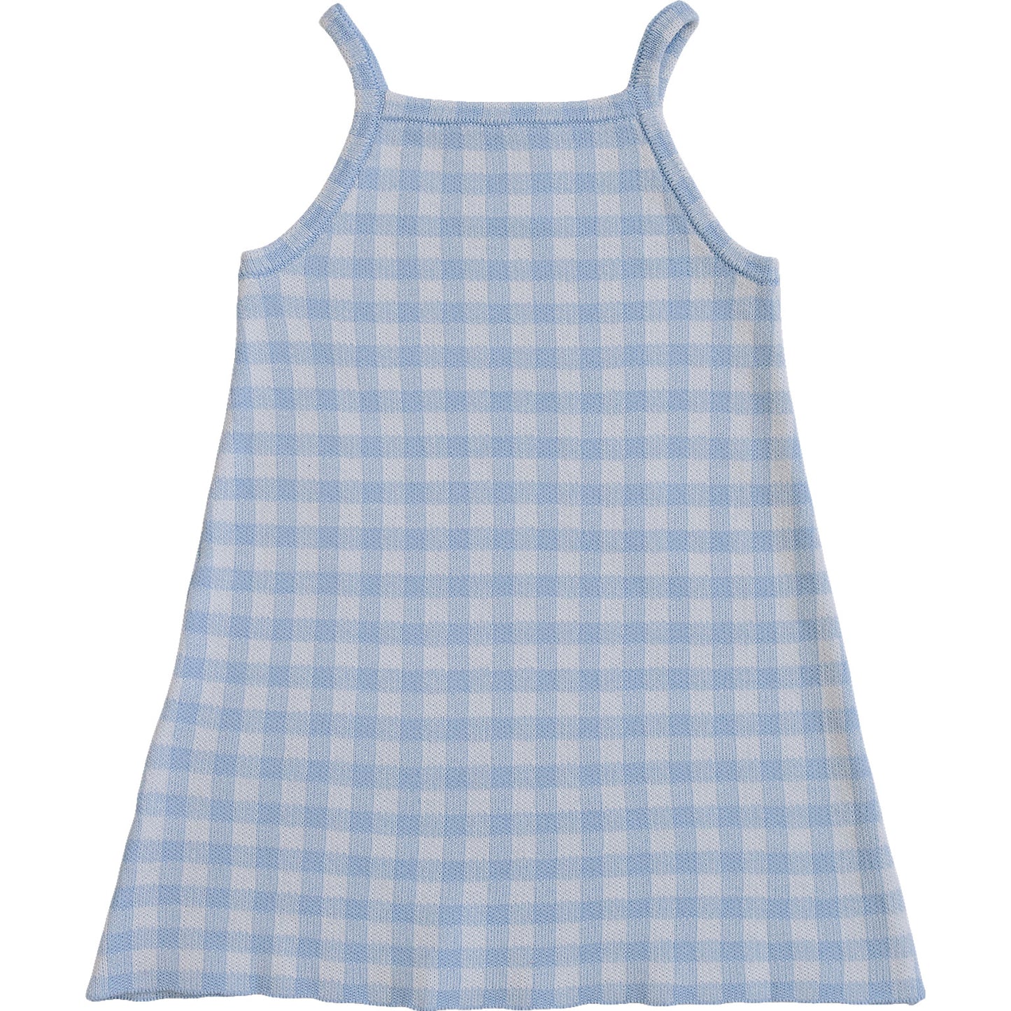 Blue Knit Gingham Dress