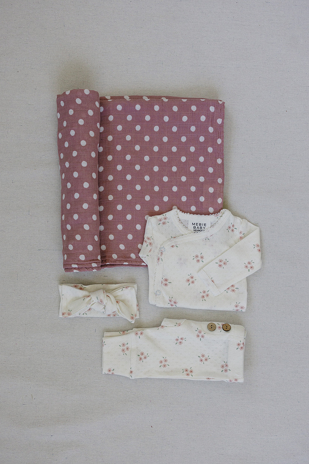 Pink Floral Pointelle Layette Set