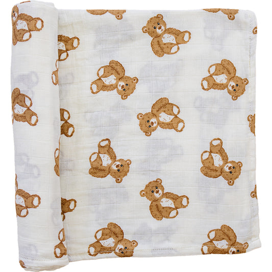 Teddy Bear Muslin Swaddle Blanket