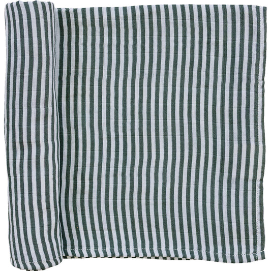Green Stripes Muslin Swaddle Blanket