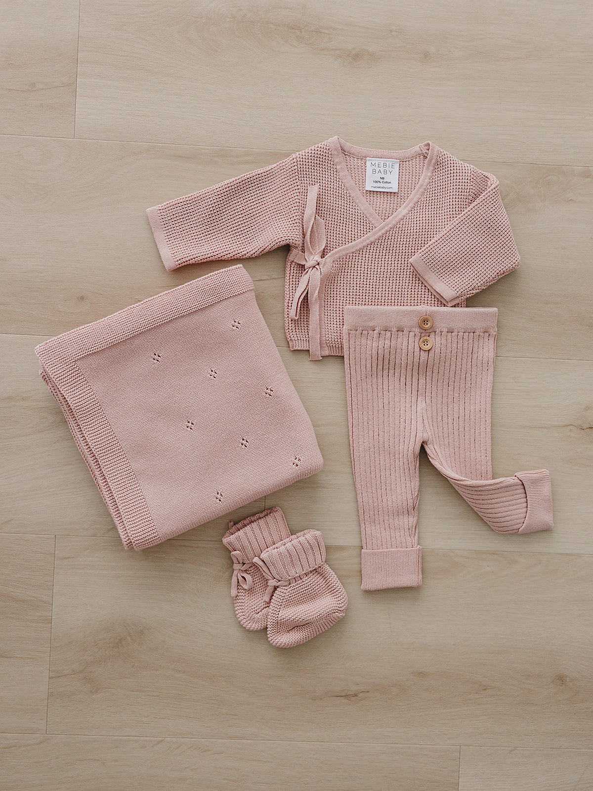 Blush Pink Pointelle Knit Blanket