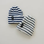 Navy & White Stripe Chunky Knit Beanie
