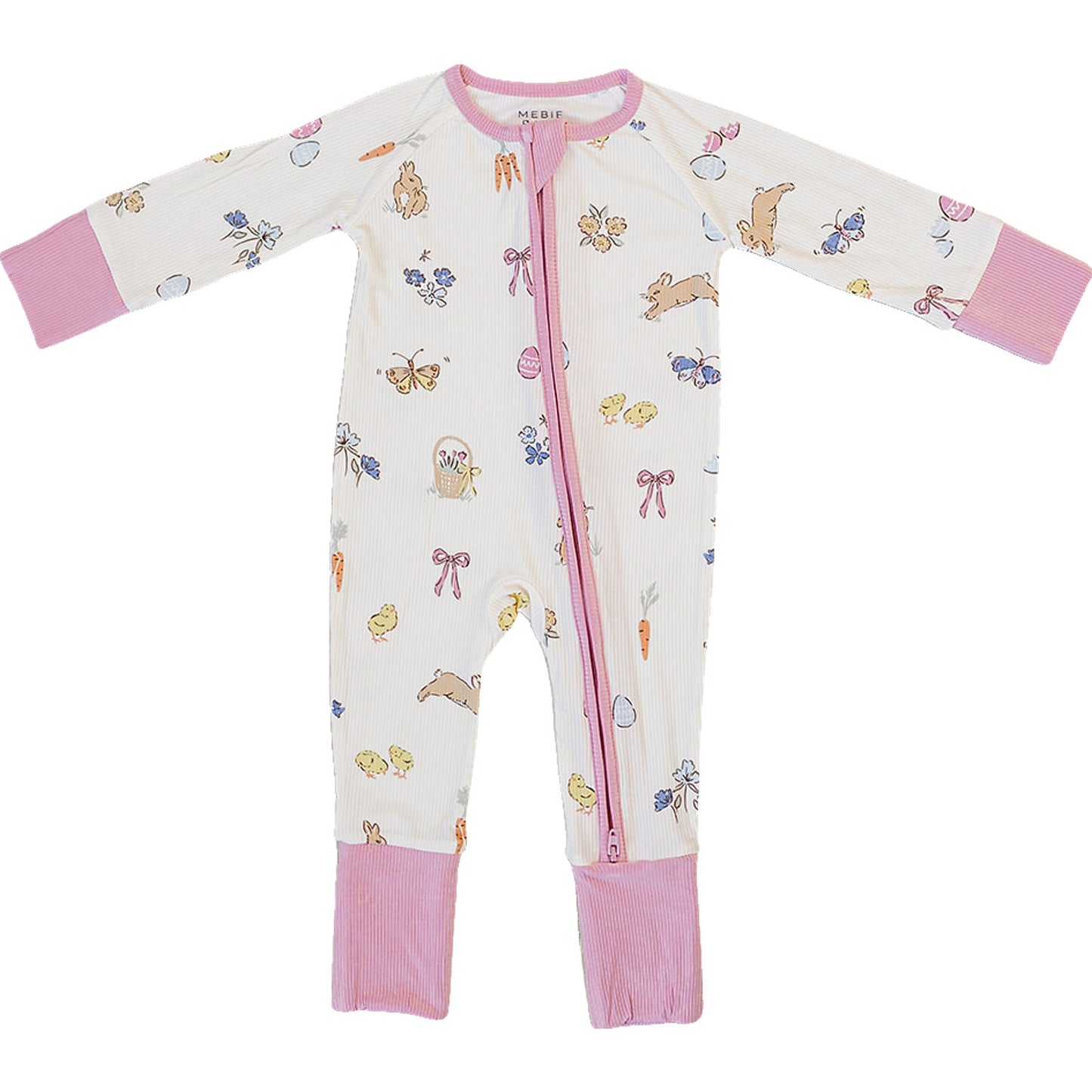 Pink Bunny Ribbed Bamboo Zipper