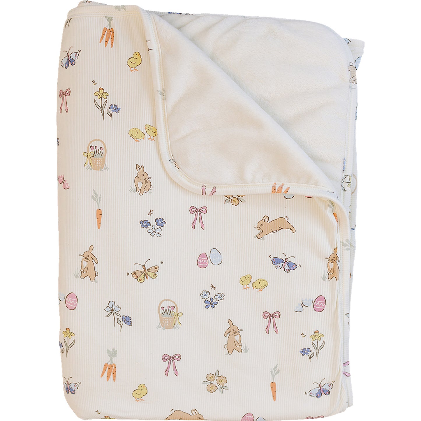 Pink Bunny Ribbed Bamboo Fleece Quilt