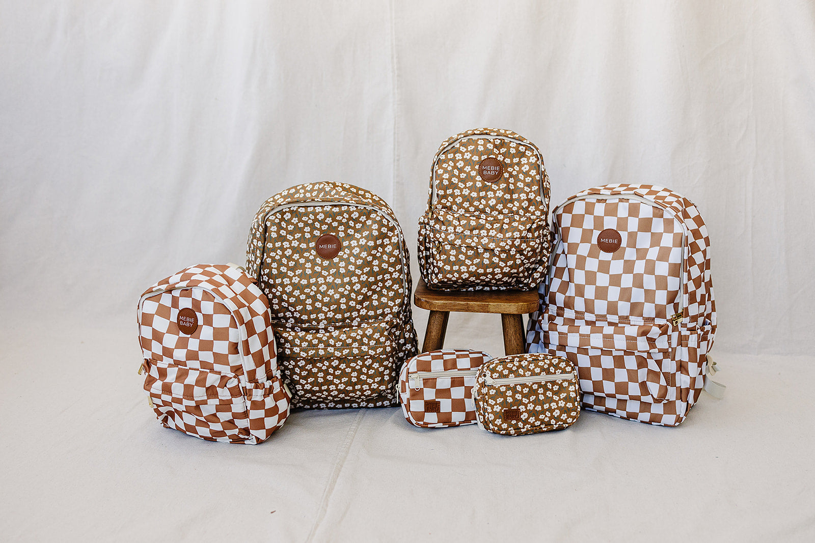 Mebie Baby Rust Wavy Checkered Mini Backpack