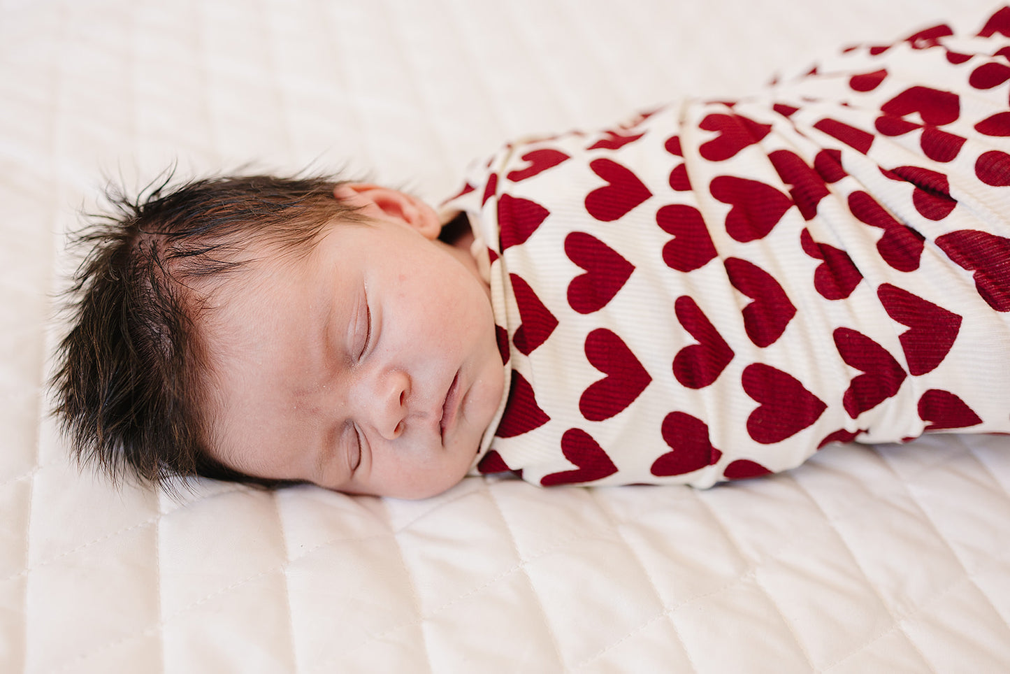 Hearts Ribbed Bamboo Stretch Swaddle