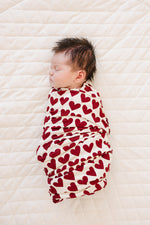 Hearts Ribbed Bamboo Stretch Swaddle