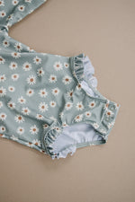 Light Green Daisy Long Sleeve One-Piece