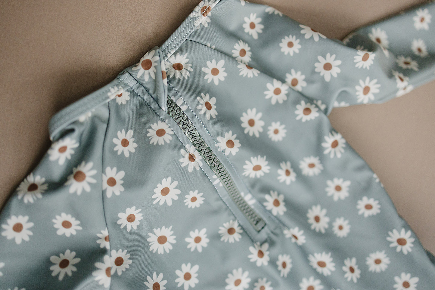 Light Green Daisy Long Sleeve One-Piece
