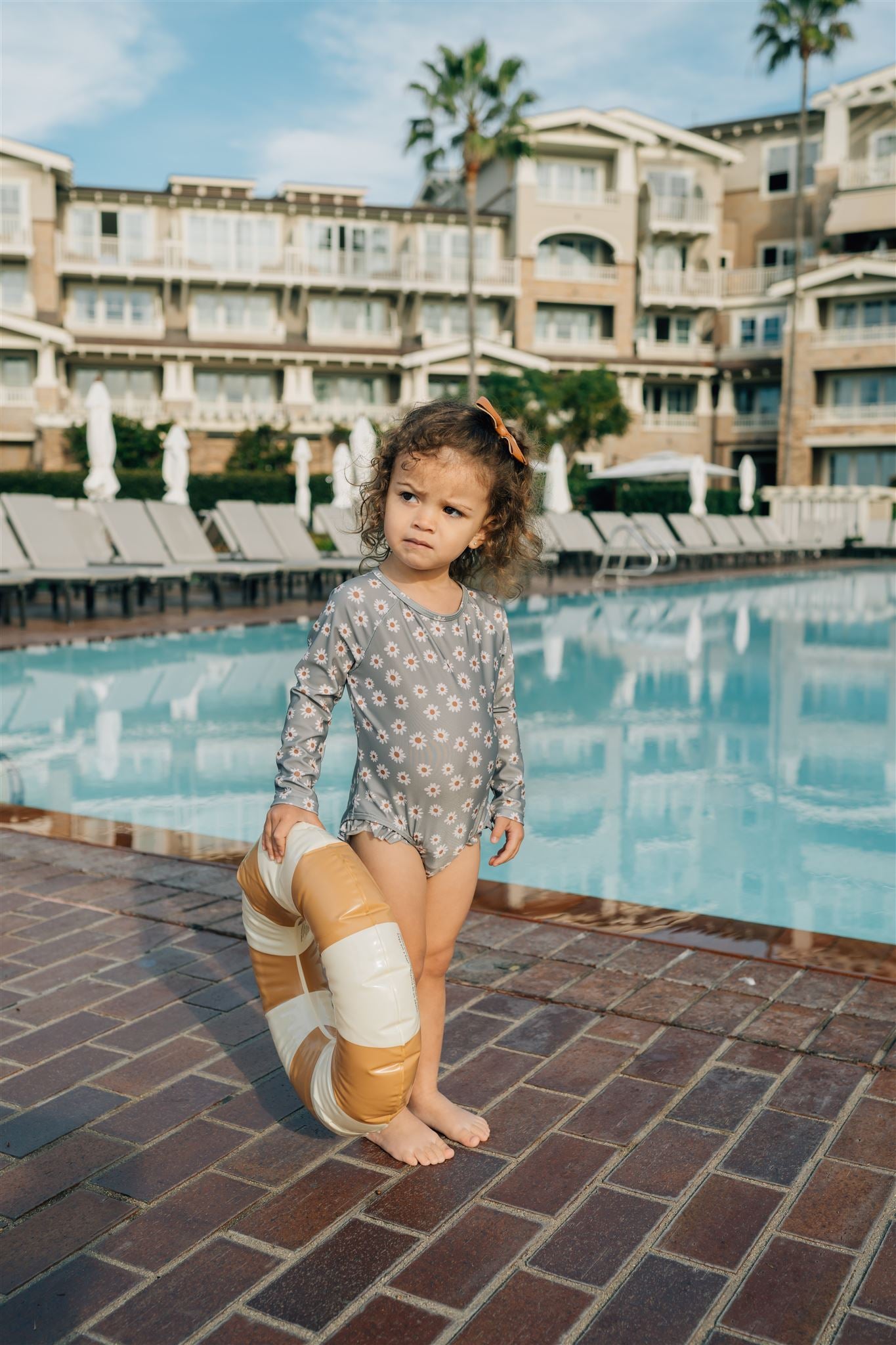 Light Green Daisy Long Sleeve One-Piece