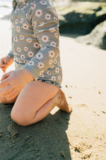 Light Green Daisy Long Sleeve One-Piece