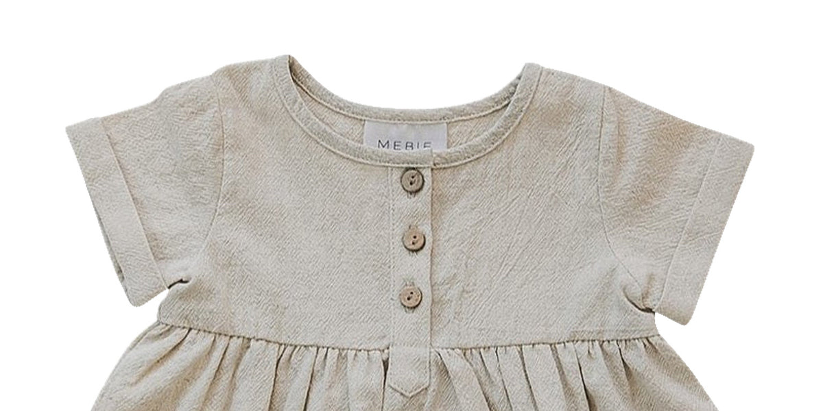 Oatmeal Linen Cotton Dress – Mebie Baby