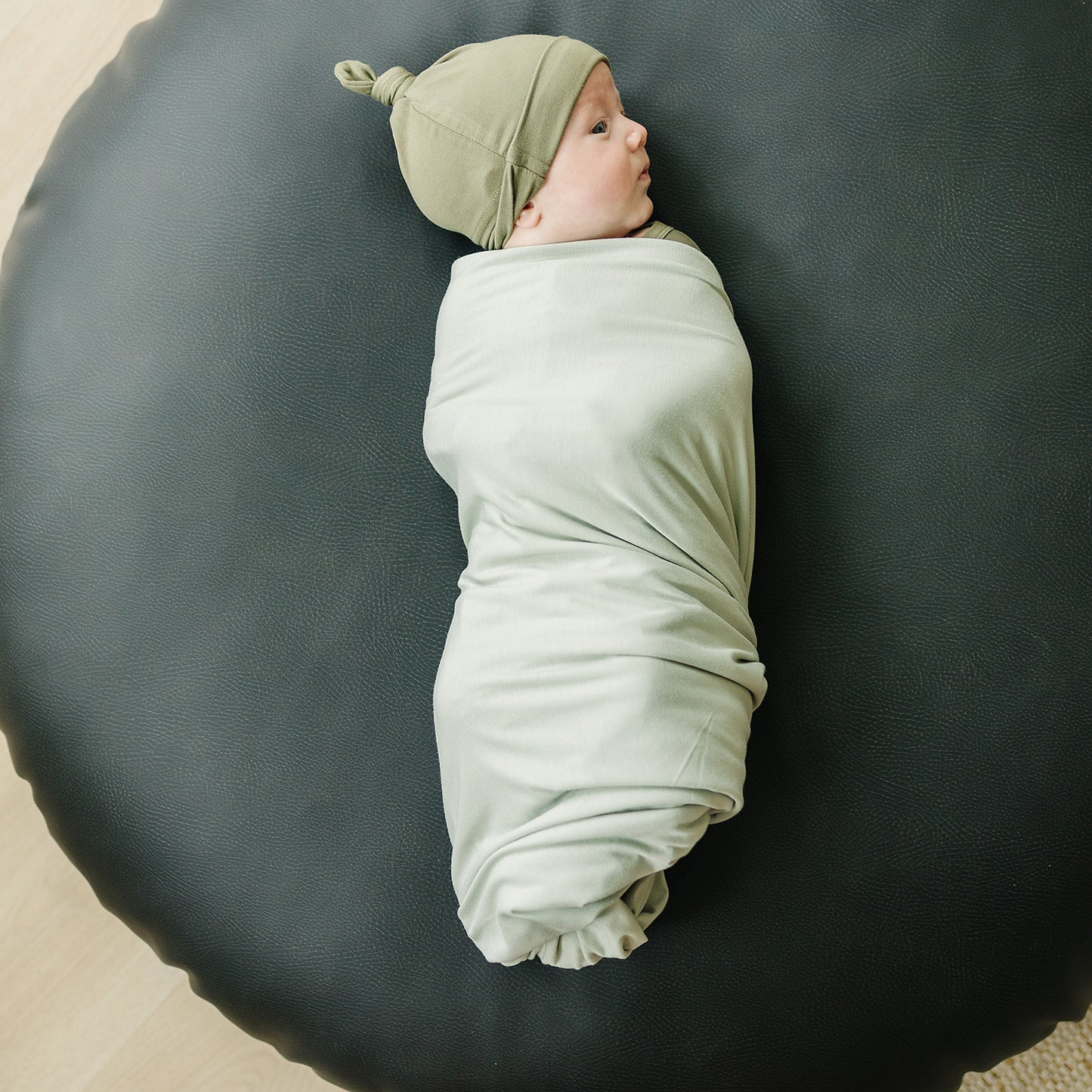 Mebie Baby Bamboo Stretch Swaddle. Gender Neutral for take home outfits and swaddling newborns. 