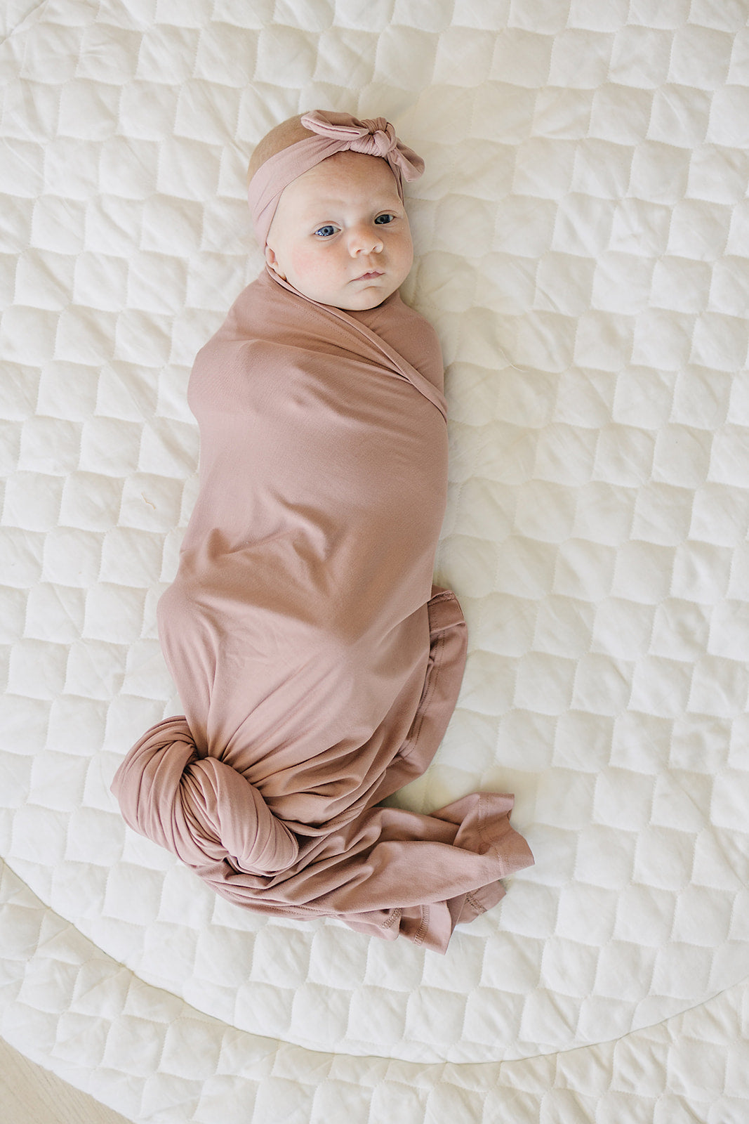 Mebie Baby Bamboo Stretch Swaddle. Gender Neutral for take home outfits and swaddling newborns. 