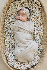 Mebie Baby Bamboo Stretch Swaddle. Gender Neutral for take home outfits and swaddling newborns. 