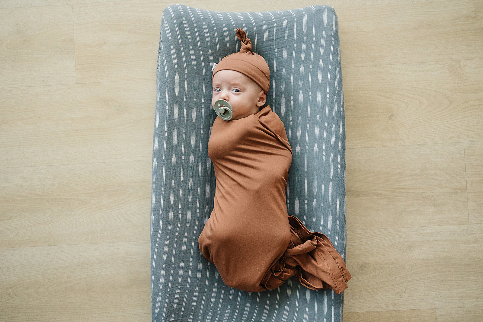 Mebie Baby Bamboo Stretch Swaddle. Gender Neutral for take home outfits and swaddling newborns. 
