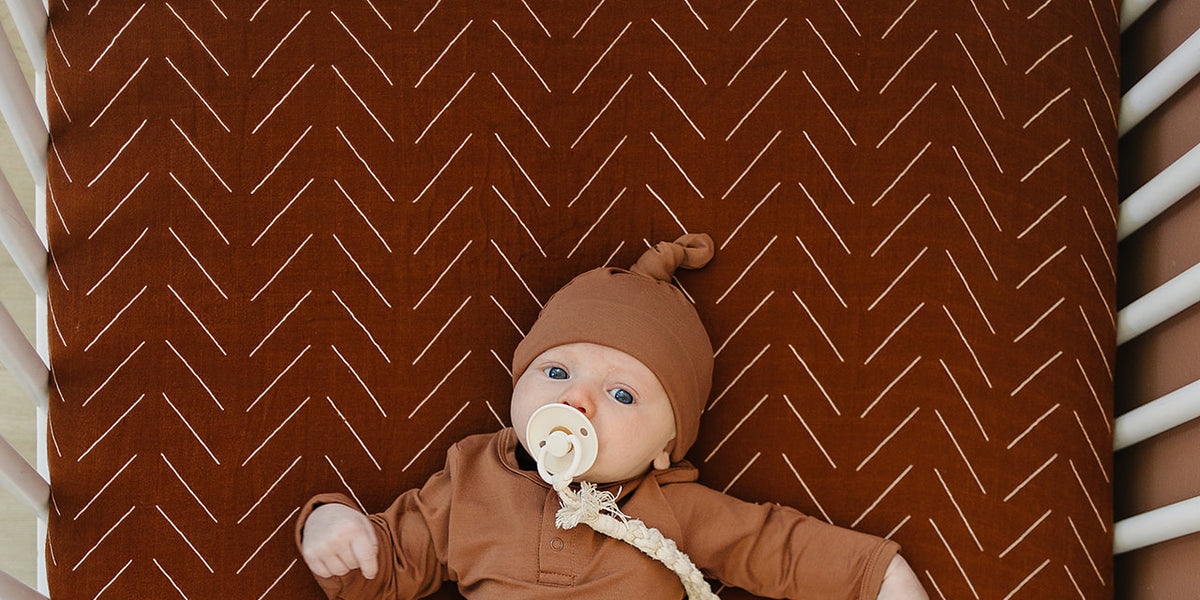 Muslin crib sale sheet cinnamon mudcloth