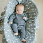Charcoal Ribbed Knit Layette Set