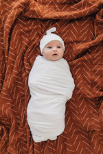 Mebie Baby White Stretch Swaddle Hat + Head Wrap 