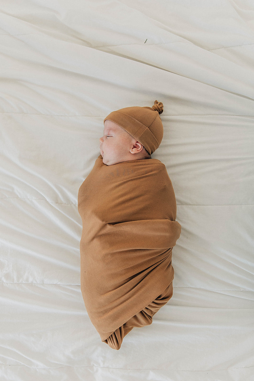Mebie Baby Mustard Stretch Swaddle Hat + Head Wrap 