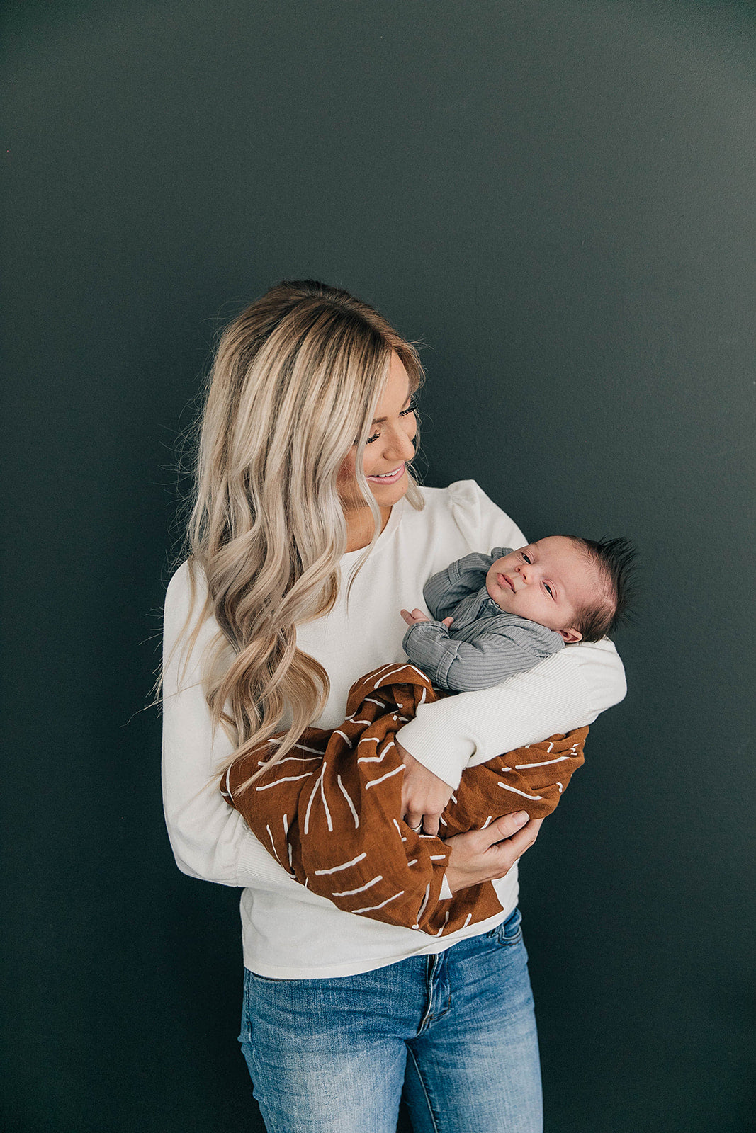 Mebie Baby Mustard Mudcloth Muslin Swaddle. Mebie Baby Gender Neutral Infant Muslin Swaddle its 100% cotton.