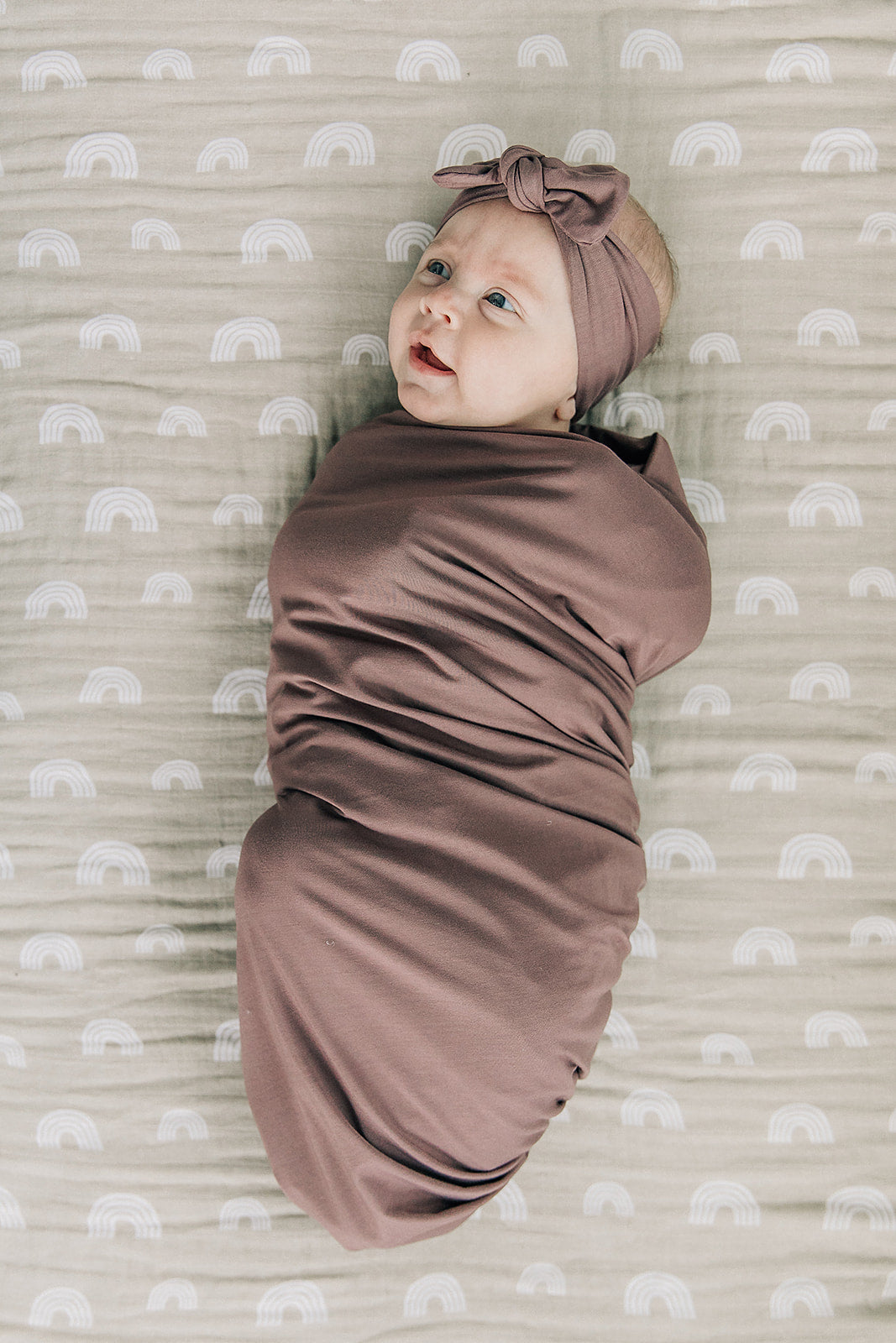 Mebie Baby Bamboo Stretch Swaddle. Gender Neutral for take home outfits and swaddling newborns. 