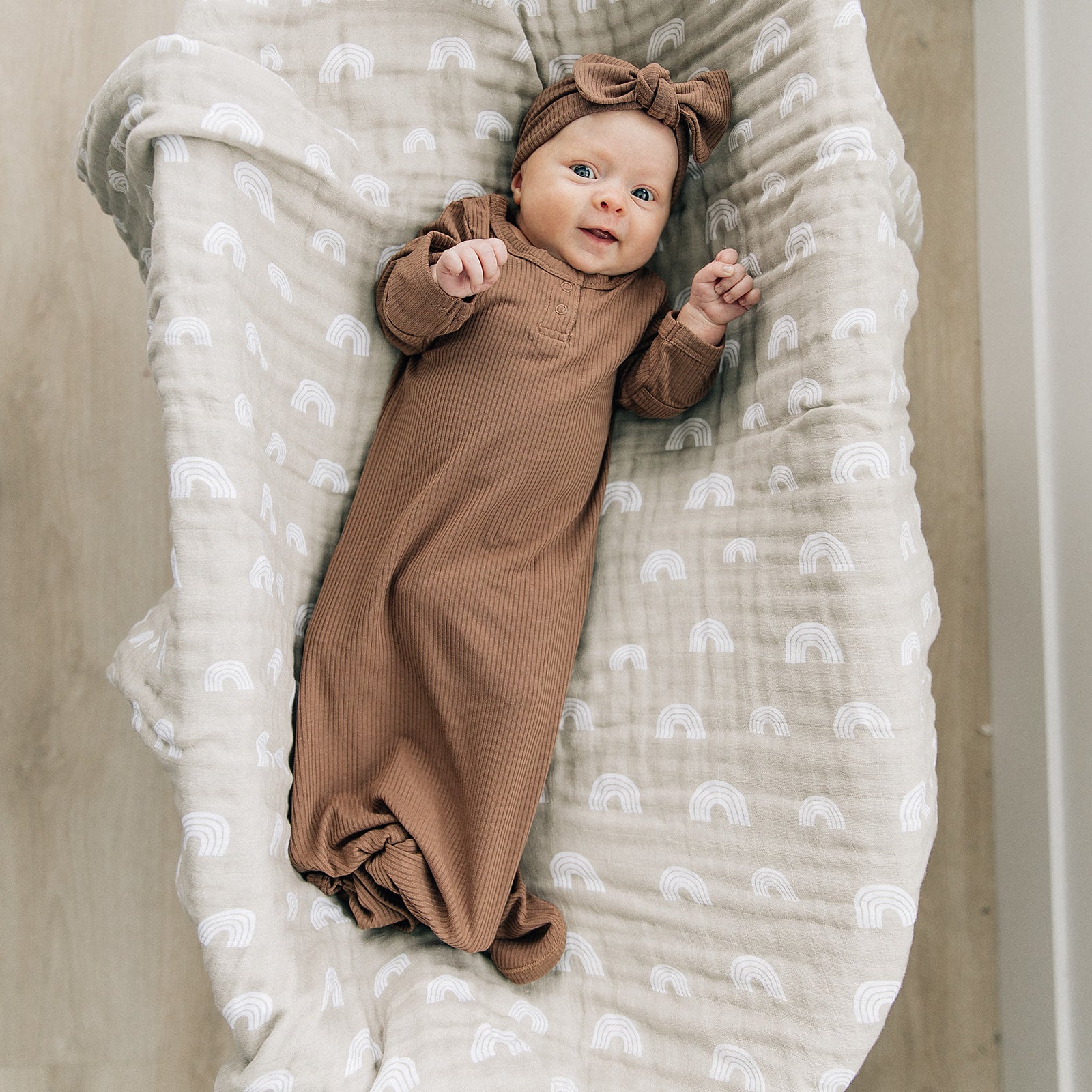 Mebie Baby Sand Rainbow Muslin Swaddle. Mebie Baby Gender Neutral Infant Muslin Swaddle its 100% cotton.